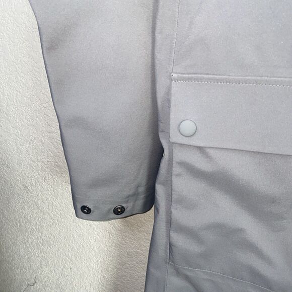 Lands End Men trench Coat Gray Packable Jacket M Snap outdoor classic - Picture 7 of 13